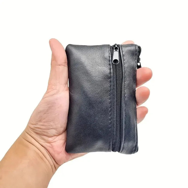 Monedero de cuero PU, bolso pequeño, cartera Unisex con cremallera, monedero, llavero de cuero, bolsa de cambio, Mini billetera para hombres y mujeres