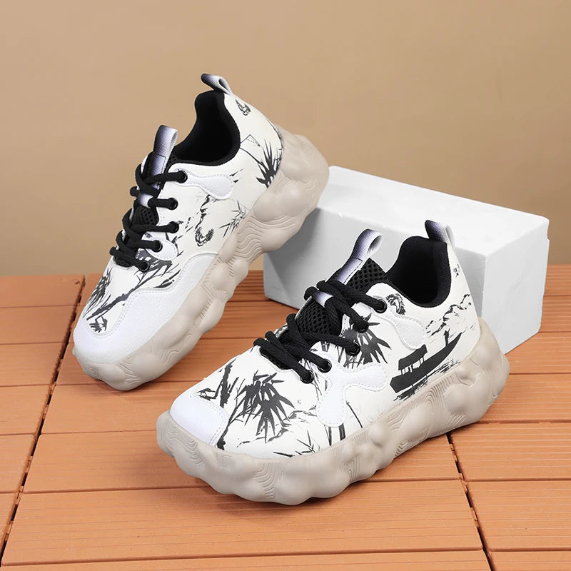 Zapatos para Hombre, Nuevas Zapatillas Deportivas Beige de Caña Alta, Zapatos Gruesos para Hombre, Aumentan la Estatura, Moda Casual, Tallas Grandes, Zapatos de Tenis con Amortiguación