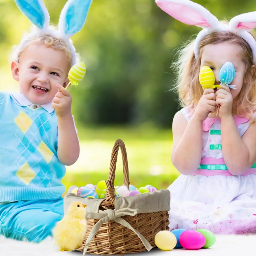 Cesta tejida con asa, cesta decorativa para almacenamiento de Pascua, elegantes cestas para alimentos con forro de tela para frutas, flores y juguetes