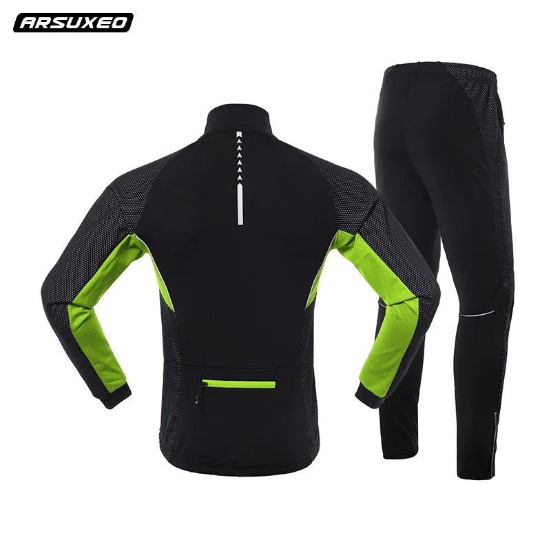 ARSUXEO, chaqueta y pantalones cálidos de invierno para ciclismo para hombre, cortavientos para bicicleta, ropa deportiva térmica, trajes para bicicleta, ropa de ciclismo MTB 20A