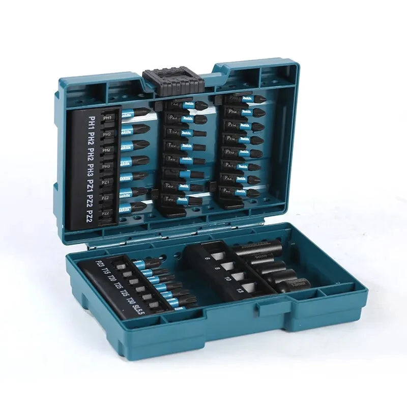 MAkita E-06638 Punta y casquillo para destornillador de impacto, 35 Uds., eje hexagonal, juego de fundas para cabeza, accesorios de herramientas