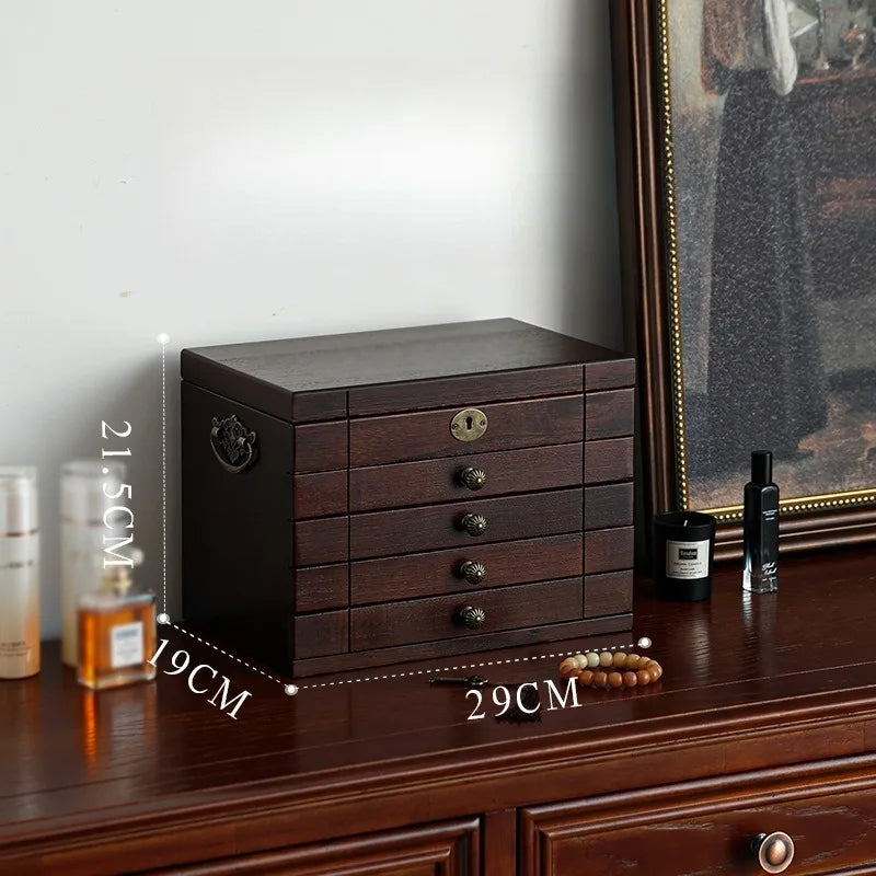 Caja de almacenamiento de joyería de madera de nogal, cajas de mano para pulseras y pendientes, estuche de exposición para collares, organizador grande, Estuches para joyería