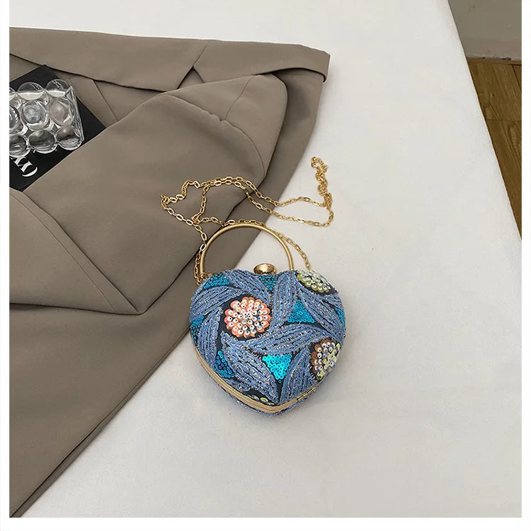 Bolso de mano para mujer 2026Nuevos bolsos de hombro con lentejuelas a la moda europea y americana, bolso de noche de mano Retro para celebridades de Internet