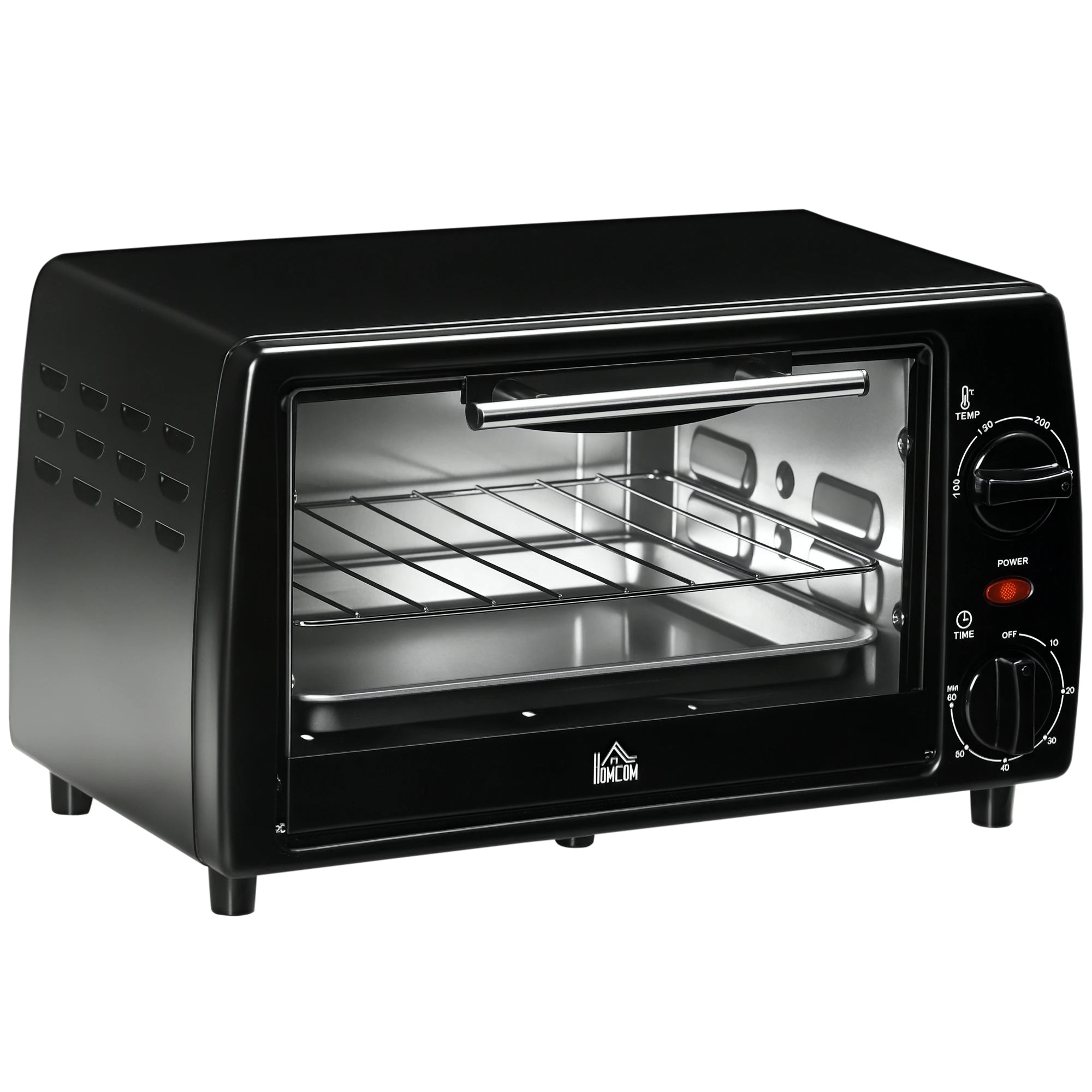 HOMCOM Horno Eléctrico Sobremesa 10 L 750W Temperatura 230 ℃ 36,5x26x22 cm Negro