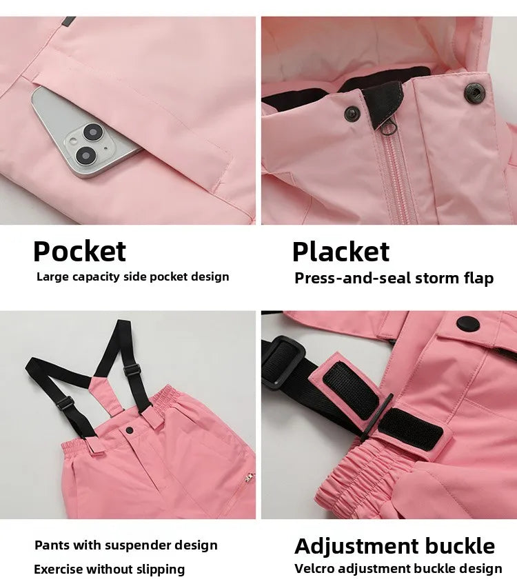 Trajes de esquí para niños, calentador de cuerpo para exteriores, traje de Snowboard, chaqueta térmica + Pantalones, monos de esquí, conjuntos de nieve impermeables para invierno para niños