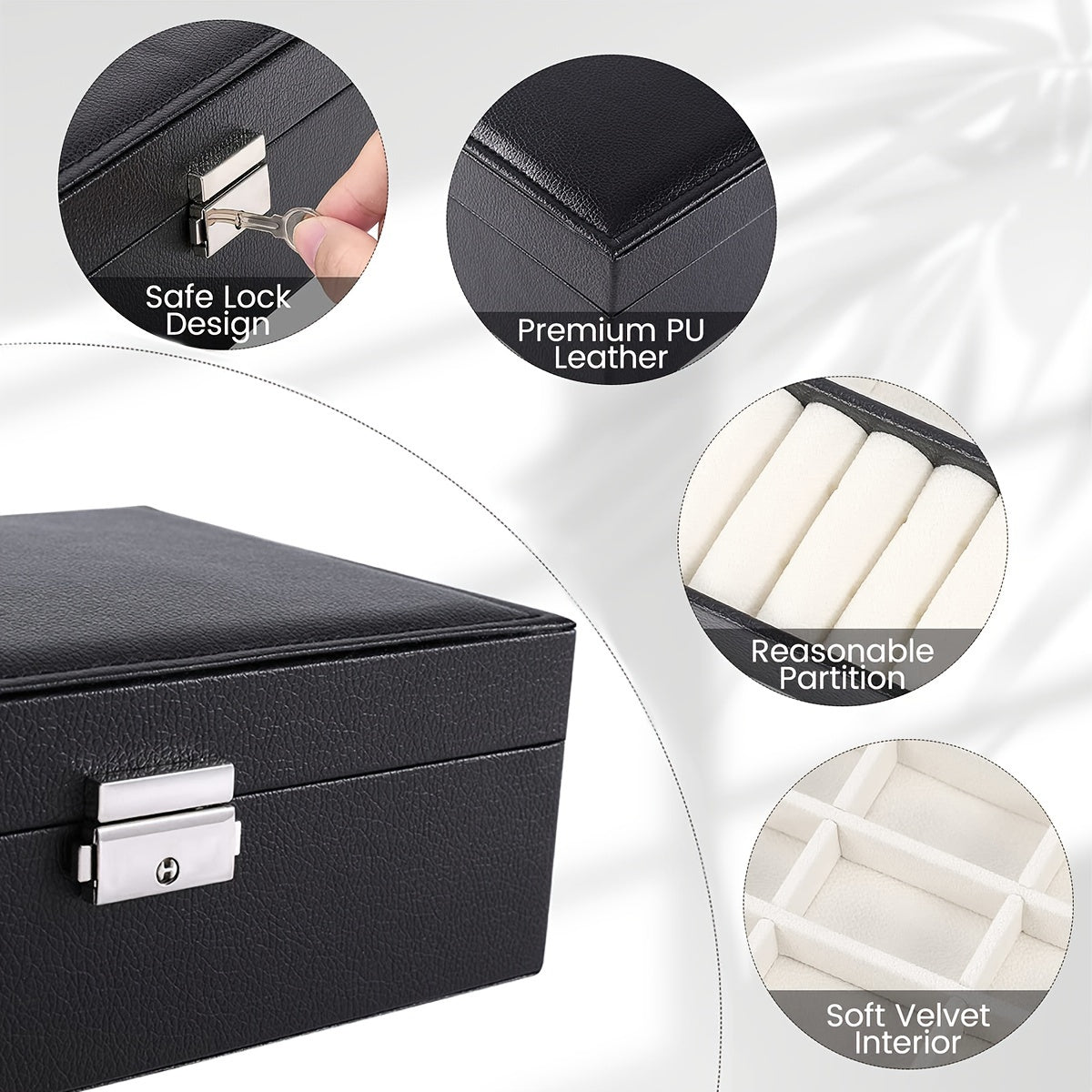 PU Leather Double-layer Jewelry Box, For Earrings, Bracelets, Rings, And Necklaces, Perfect Gift
