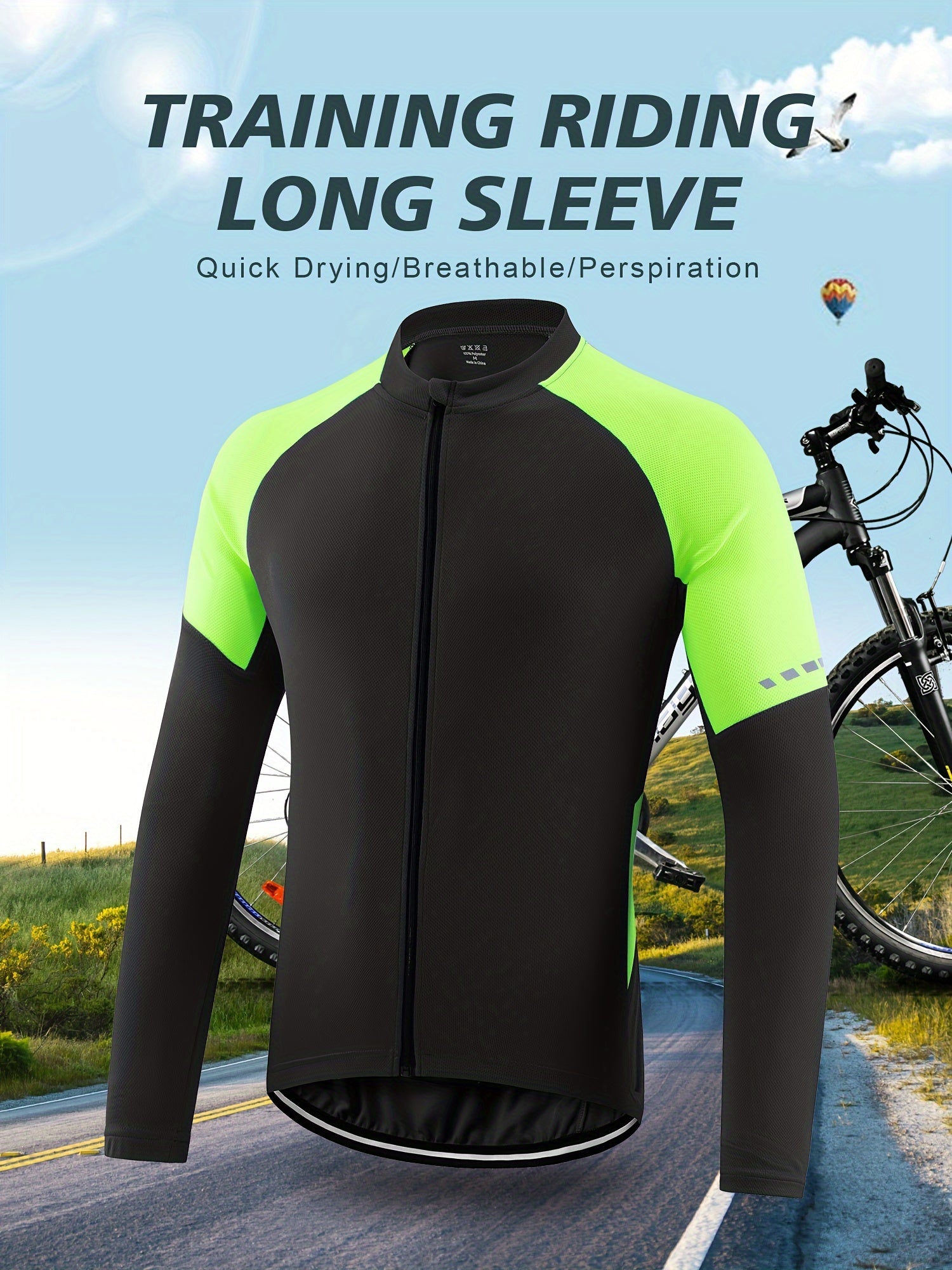 Men's Quick-Drying Cycling Jersey With Zipper Pocket - Slim Fit, Breathable & Color-Matching Design For Mountain Biking