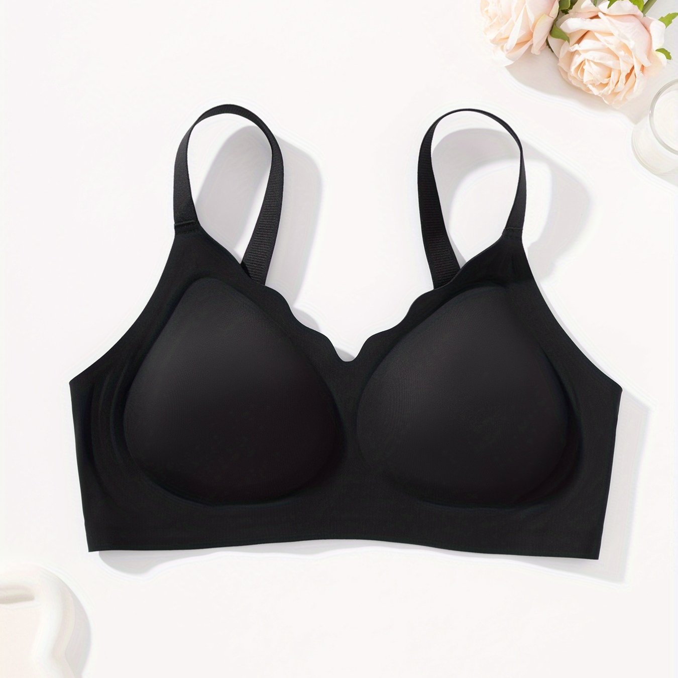 1pc Solid Color Seamless Jelly Women' S Lingerie Bra Everyday Casual Comfortable Light Beige-Friendly Gathering Lightweight Adjustable Straps Lined with Breasts Everyday Yoga Sports Bra Underwear