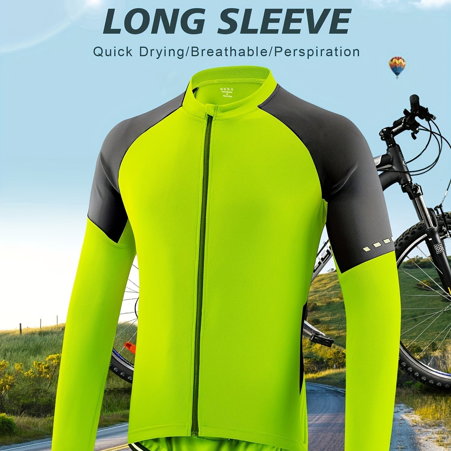 Men's Quick-Drying Cycling Jersey With Zipper Pocket - Slim Fit, Breathable & Color-Matching Design For Mountain Biking