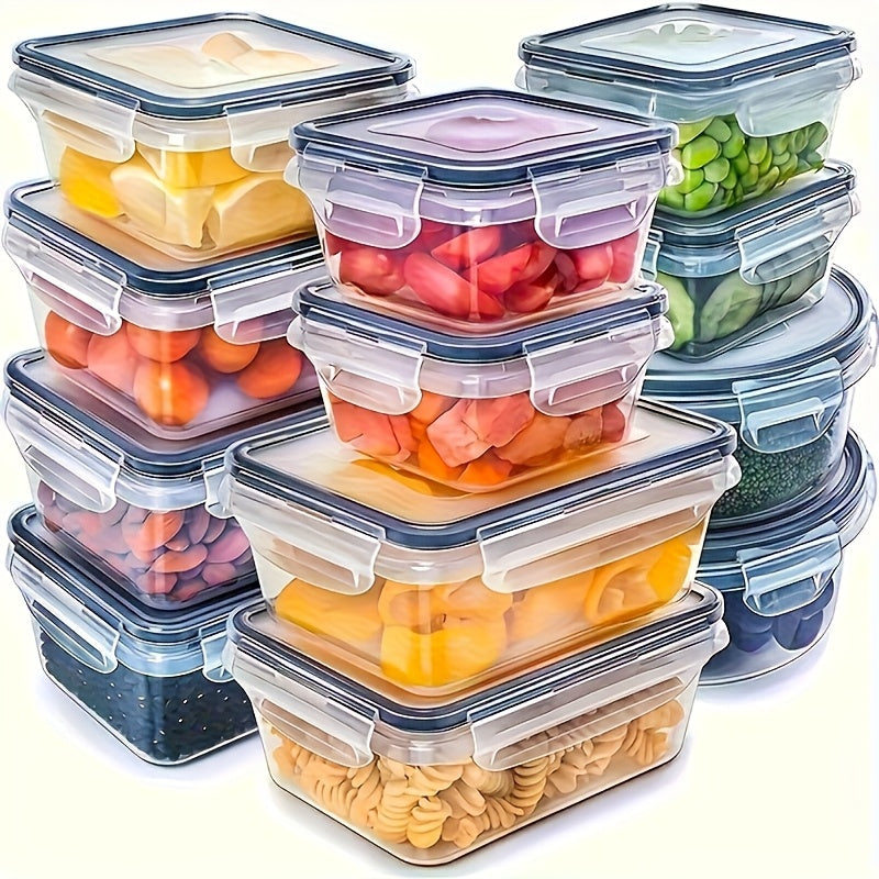 8 piezas de contenedores de alimentos transparentes de varios tamaños con tapas herméticamente selladas - Perfectos para frutas, verduras, pasta y más - Apto para microondas, kit reutilizable de polipropileno para la organización de la cocina