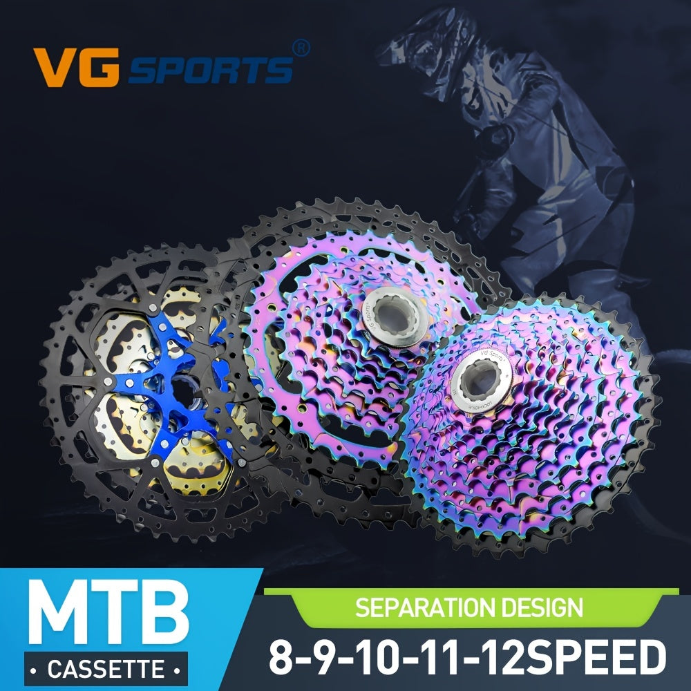 VG Sports Ultralight MTB Bicycle Cassette Freewheel - Rainbow Color Aluminum Brackets - 8-12 Speed - 11-52T Sprockets - Lightweight and Durable