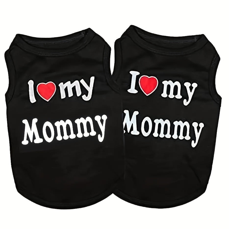 "I Love My Mommy" Letter Graphic Puppy Small Dogs Vest T-Shirt Summer Sleeveless Tank Top Pet Apparel Clothes