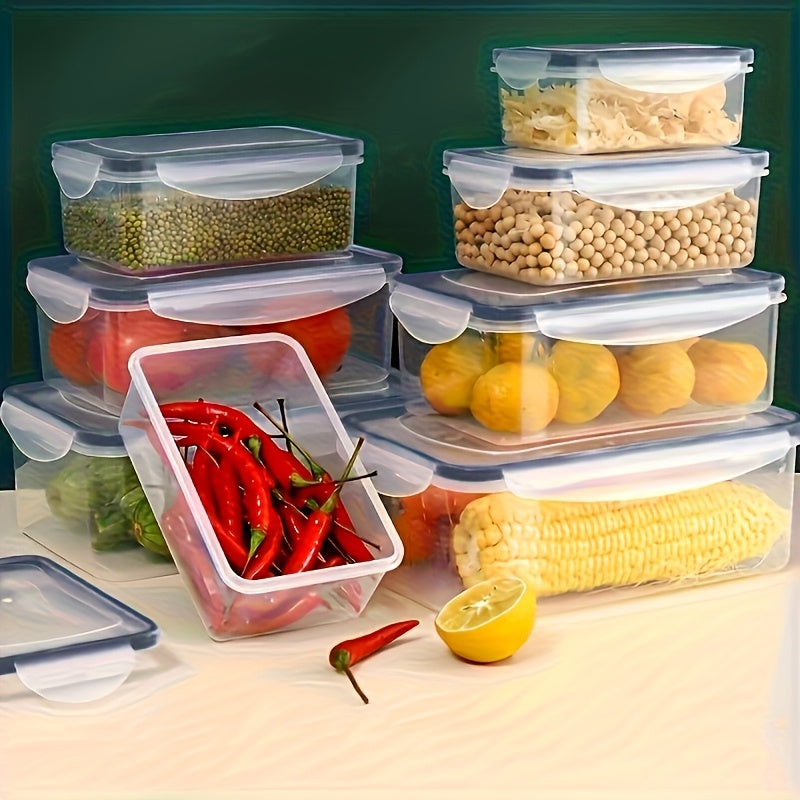 8 piezas de contenedores de alimentos transparentes de varios tamaños con tapas herméticamente selladas - Perfectos para frutas, verduras, pasta y más - Apto para microondas, kit reutilizable de polipropileno para la organización de la cocina