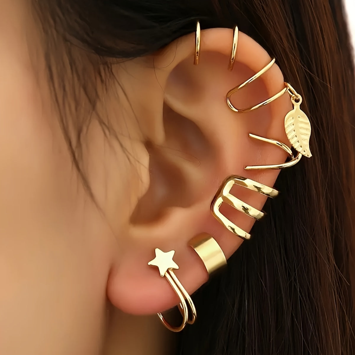 1-6 Pcs, C-shaped Earrings, Simple Personality Ear Cuff Alloy Jewelry Classic Female Ear Accessories For Women Daily Party Wear