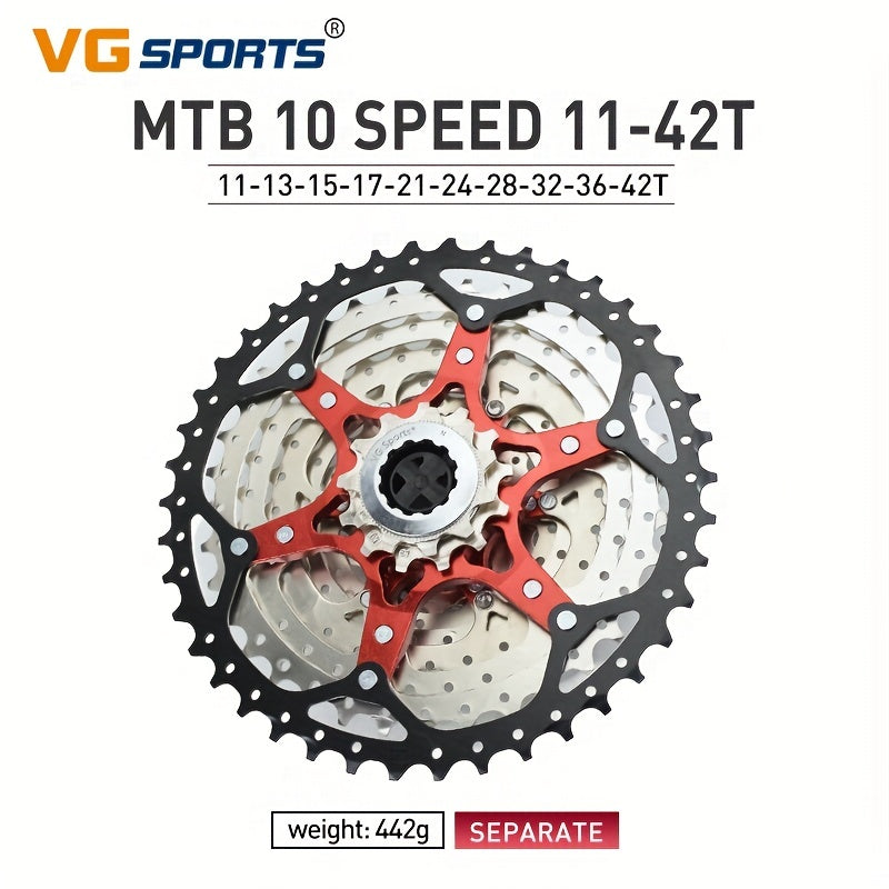 VG Sports Ultralight MTB Bike Cassette Freewheel - 8-12 Speeds, Aluminum Brackets, Silver/Black Color, Lightweight & Durable