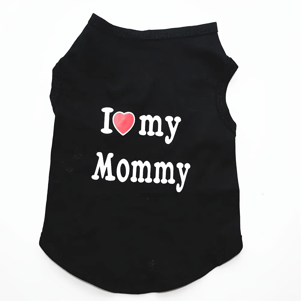 "I Love My Mommy" Letter Graphic Puppy Small Dogs Vest T-Shirt Summer Sleeveless Tank Top Pet Apparel Clothes