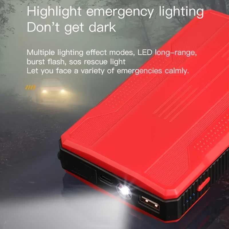 1pc Compact 26.64Wh Jump Starter & Power Bank - Emergency Car Boost For Petrol & Diesel, 12V, Safe, Dual-Color