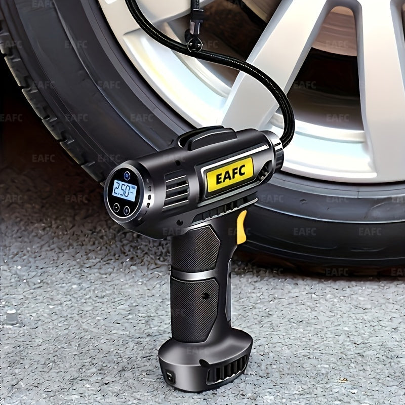 120W Portable Car Air Compressor: Inflate Your Tires With Ease - Wireless & Wired Handheld Pump With LED Light