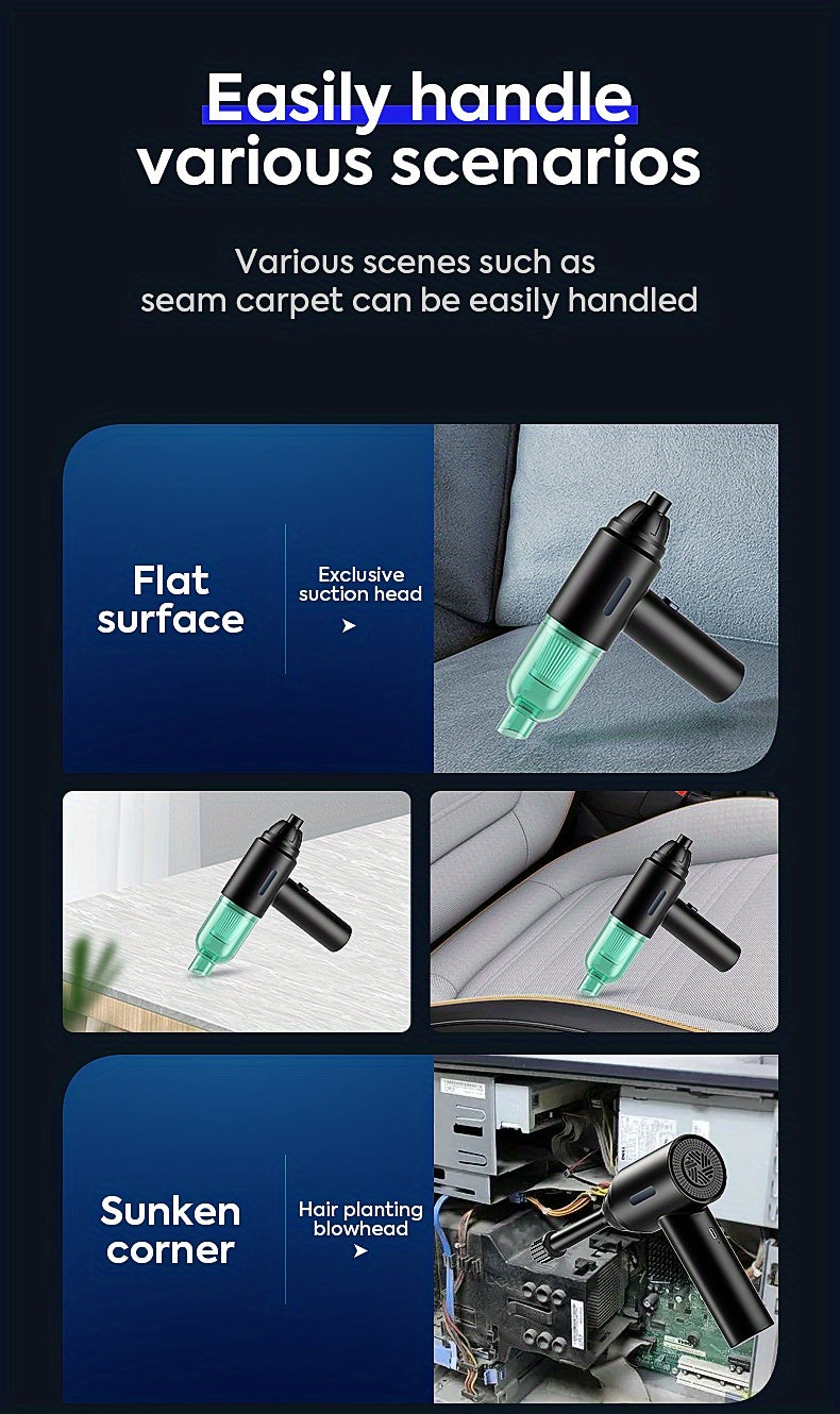 3 In 1 Compressed Air Duster, 60000RPM Cordless Dust Blower, 6000mAh Rechargeable Battery, 15000PA, Suitable For Room/Car/Keyboard Cleaning