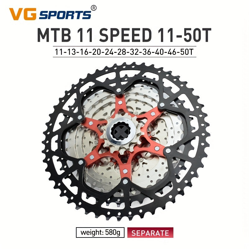 VG Sports Ultralight MTB Bike Cassette Freewheel - 8-12 Speeds, Aluminum Brackets, Silver/Black Color, Lightweight & Durable