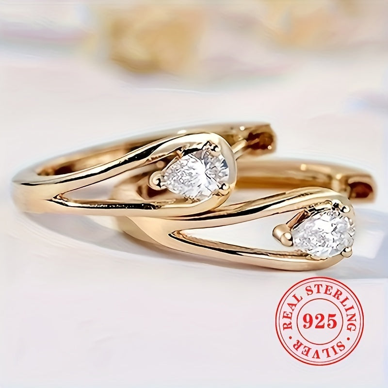 1 Pair of Women'S Fashion Hoop Earrings S925 Pure Silvery Exquisite Inlay Water Drop Synthetic Zirconia Earrings for Women'S Daily Vacation Jewelry