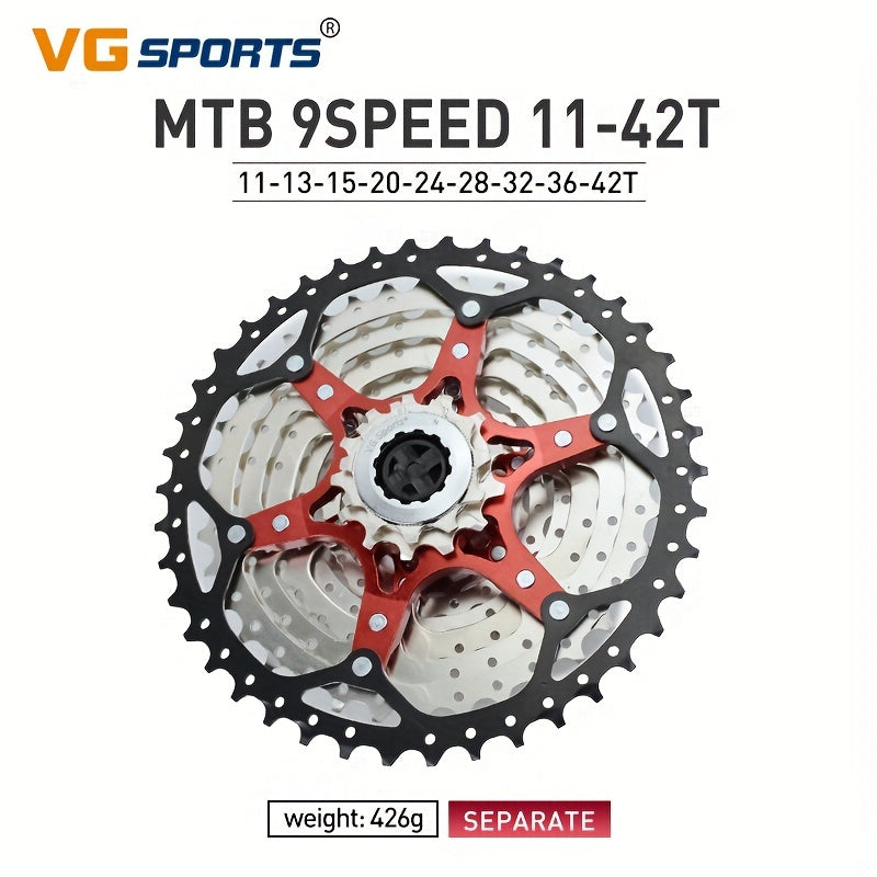 VG Sports Ultralight MTB Bike Cassette Freewheel - 8-12 Speeds, Aluminum Brackets, Silver/Black Color, Lightweight & Durable