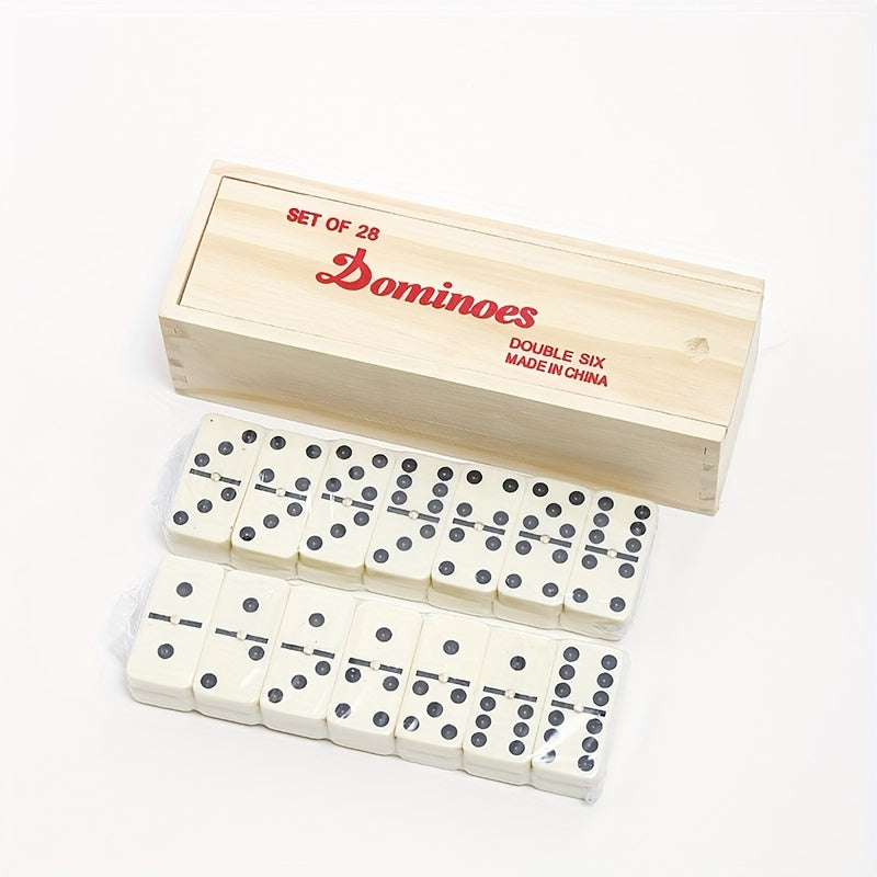 Dominoes Set For Adults, Classic Board Games, Double 6 Domino Game Set, 28 Pieces With Wooden Case (2-4 Players) Christmas Halloween Gift
