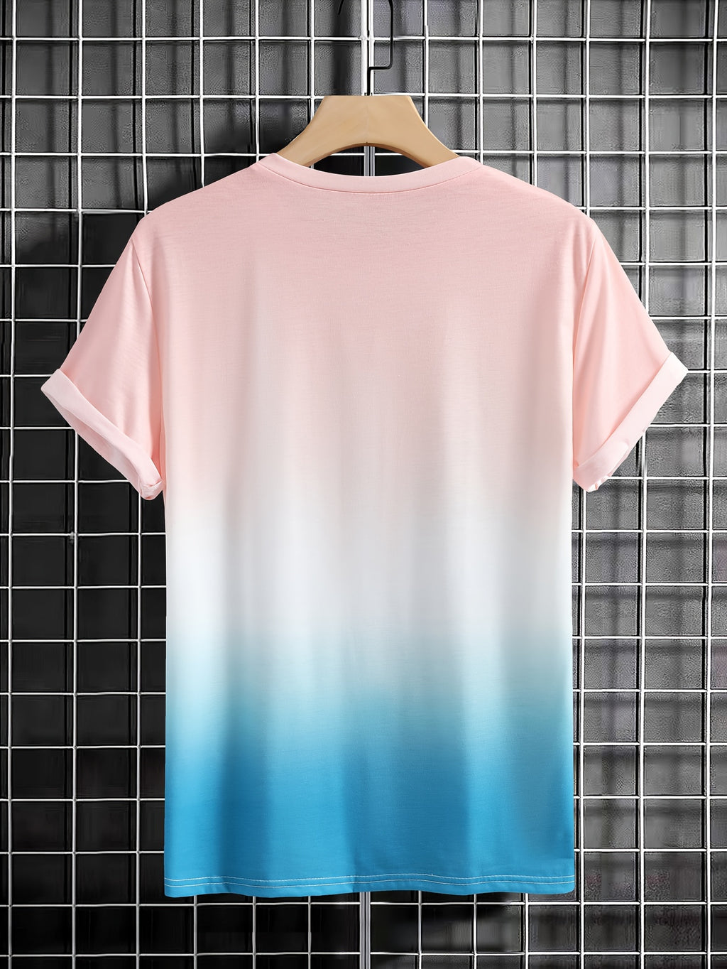 Coconut Tree Pattern Print Men's Comfy Gradient T-shirt, Graphic Tee Men's Summer Outdoor Clothes, Men's Clothing, Tops For Men