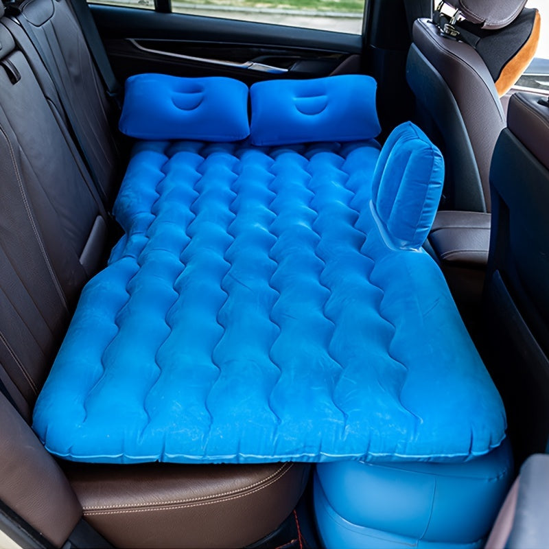 Portable Inflatable Car Bed - Soft, Comfortable PVC RV Mattress with Quilted Design, Easy to Carry, Fits Most Vehicles, Blue