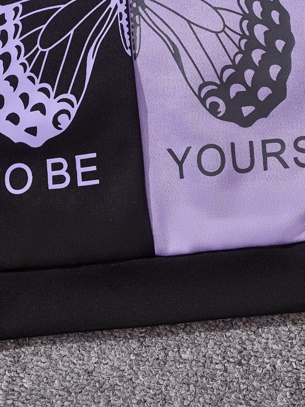 Girl's Butterfly Pattern Outfit 2pcs, Hoodie & Sweatpants Set, TO BE YOURSELF Print Kid's Color Clash Clothes For Spring Fall outdoors