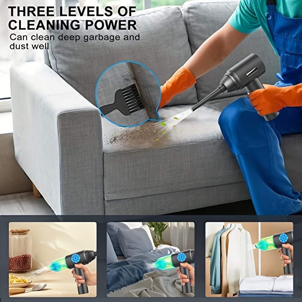 3 In 1 Compressed Air Duster, 60000RPM Cordless Dust Blower, 6000mAh Rechargeable Battery, 15000PA, Suitable For Room/Car/Keyboard Cleaning
