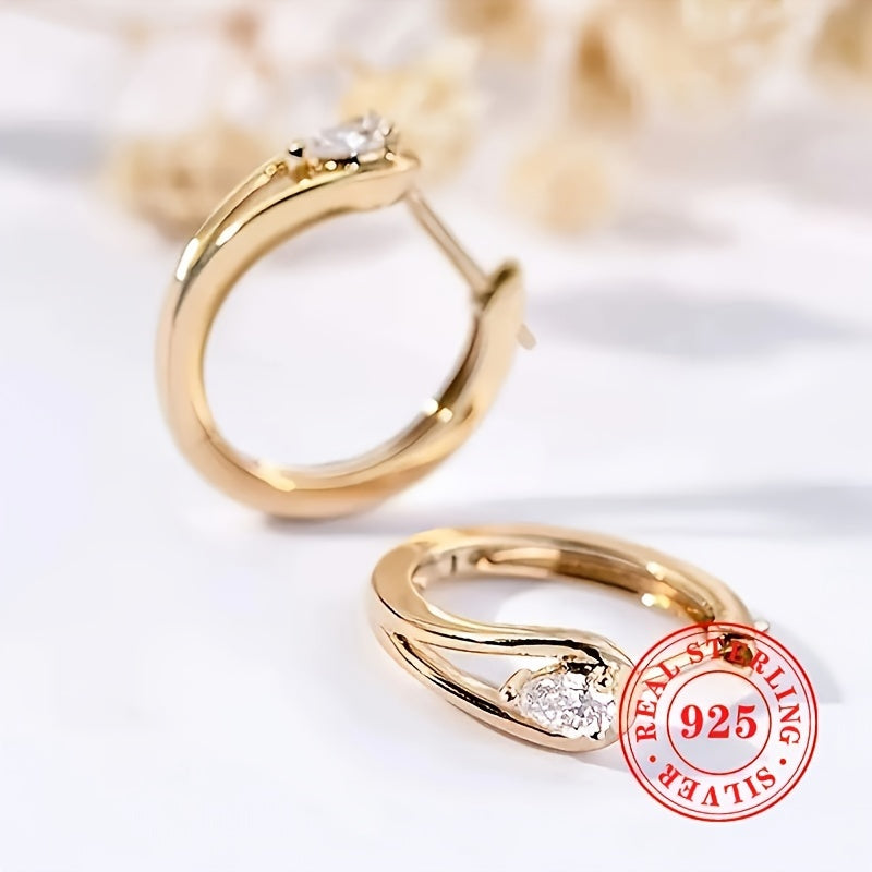 1 Pair of Women'S Fashion Hoop Earrings S925 Pure Silvery Exquisite Inlay Water Drop Synthetic Zirconia Earrings for Women'S Daily Vacation Jewelry