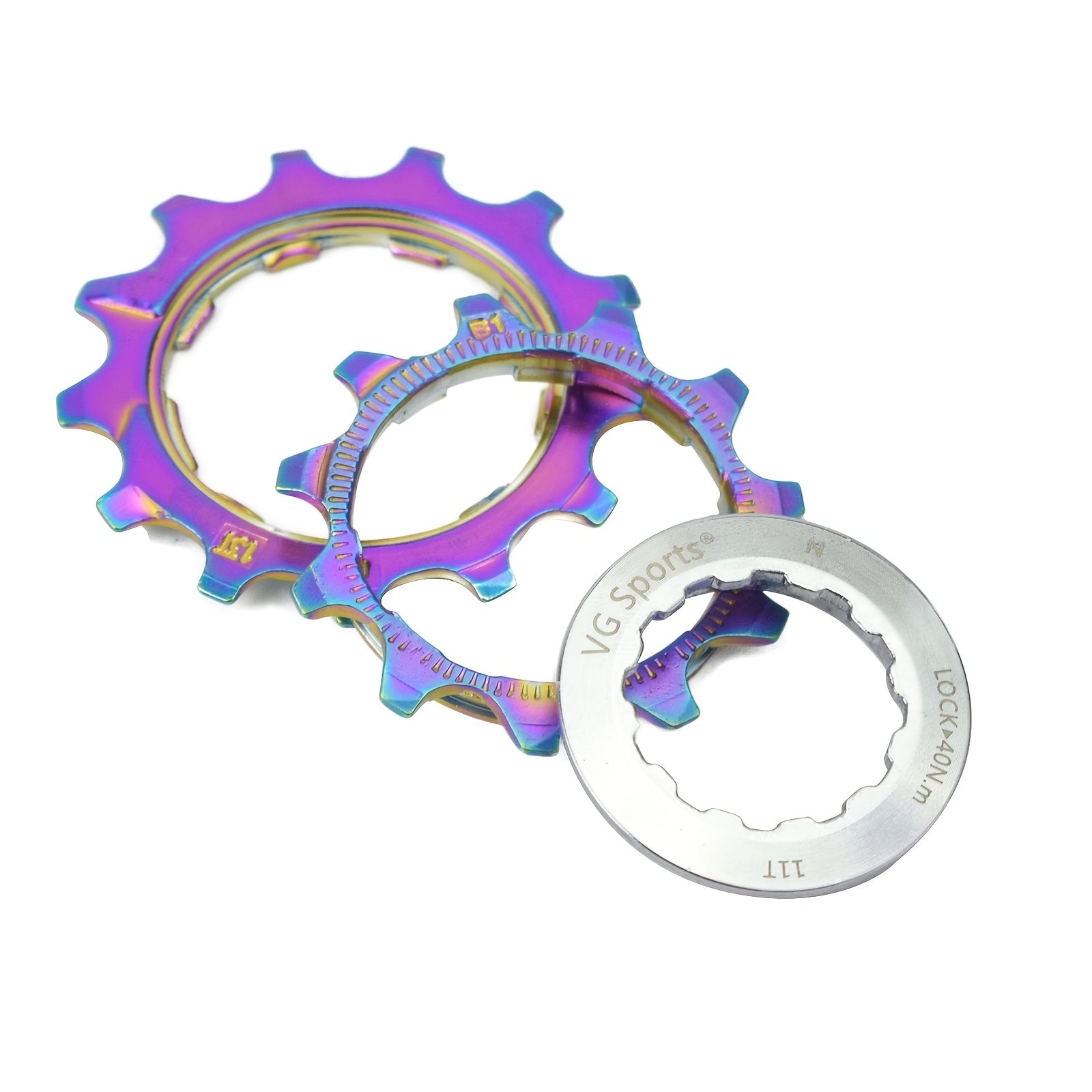 VG Sports Ultralight MTB Bicycle Cassette Freewheel - Rainbow Color Aluminum Brackets - 8-12 Speed - 11-52T Sprockets - Lightweight and Durable