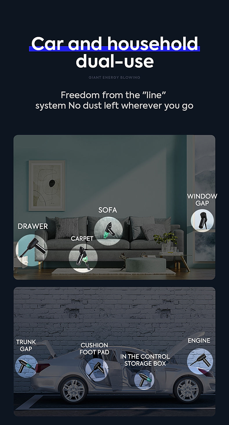 3 In 1 Compressed Air Duster, 60000RPM Cordless Dust Blower, 6000mAh Rechargeable Battery, 15000PA, Suitable For Room/Car/Keyboard Cleaning