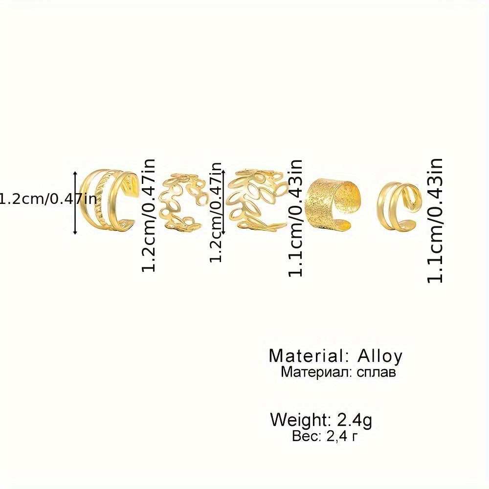 1-6 Pcs, C-shaped Earrings, Simple Personality Ear Cuff Alloy Jewelry Classic Female Ear Accessories For Women Daily Party Wear